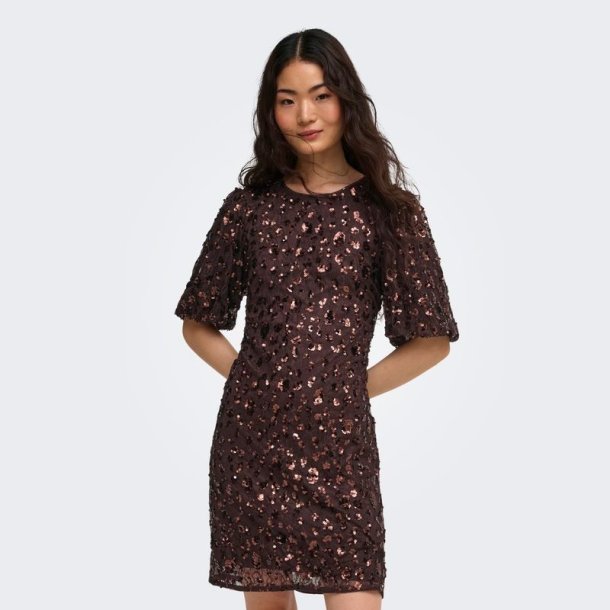 Only Cely Sequins Short Dress Coffee Bean - 15384182