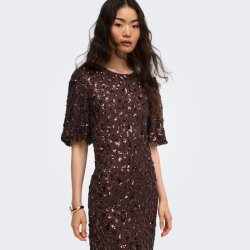 Only Cely Sequins Short Dress Coffee Bean - 15384182