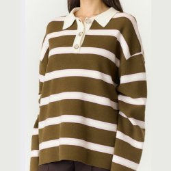 Yas Isabell LS Polo Knit Pullover Fir Green � 26040272