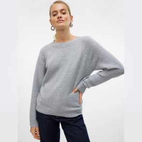 Vero Moda Doffy o-neck bluse light grey melange - 10201022