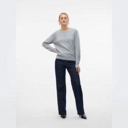 Vero Moda Doffy o-neck bluse light grey melange - 10201022