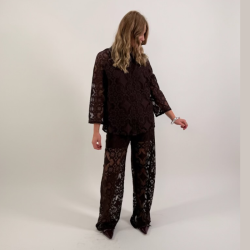 Yas Almi 7/8 lace shirt coffee bean - 26041344
