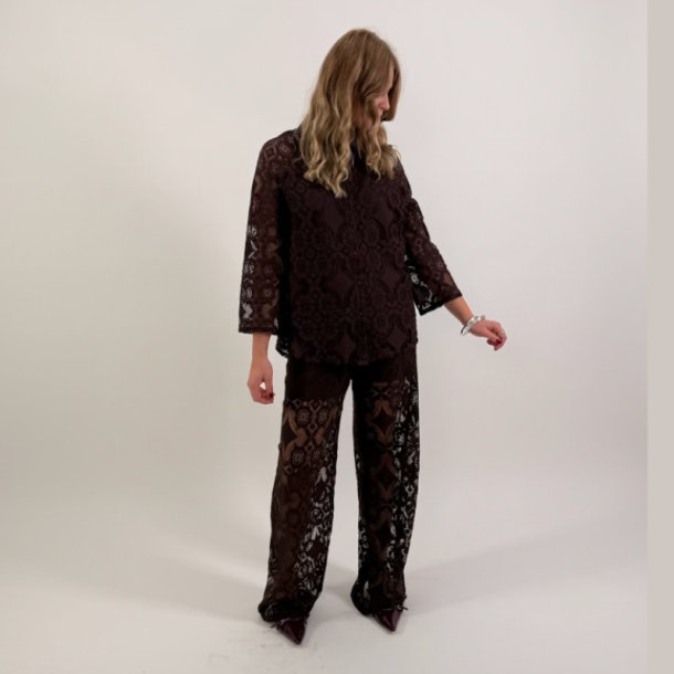Yas Almi 7/8 lace shirt coffee bean - 26041344