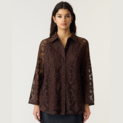 Yas Almi 7/8 lace shirt coffee bean - 26041344