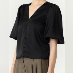 Yas Pella 2/4 v- neck top black - 26040884