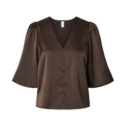 Yas Pella 2/4 v- neck top chocolate brown - 26040884