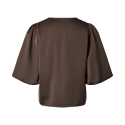 Yas Pella 2/4 v- neck top chocolate brown - 26040884