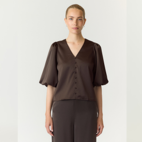 Yas Pella 2/4 v- neck top chocolate brown - 26040884
