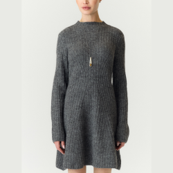 Yas Dolly LS knit dress medium grey malange - 26037936
