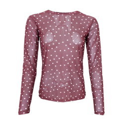 Black Colour Annie mesh blouse plum dot - 3846