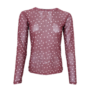 Black Colour Annie mesh blouse plum dot - 3846