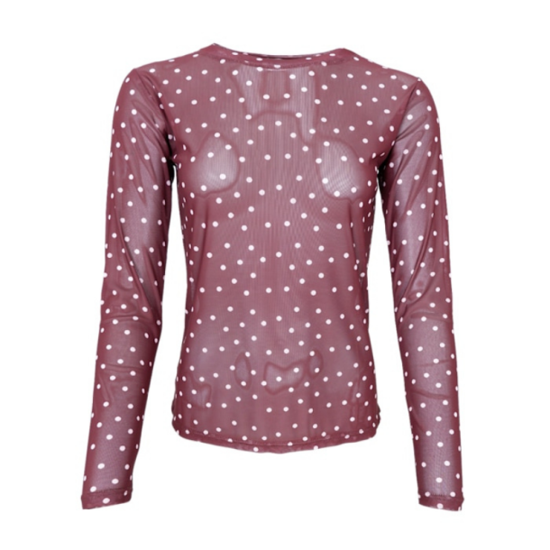 Black Colour Annie mesh blouse plum dot - 3846