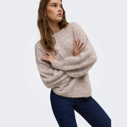 Only Nellie ls o-neck knit mocha meringue - 15375010