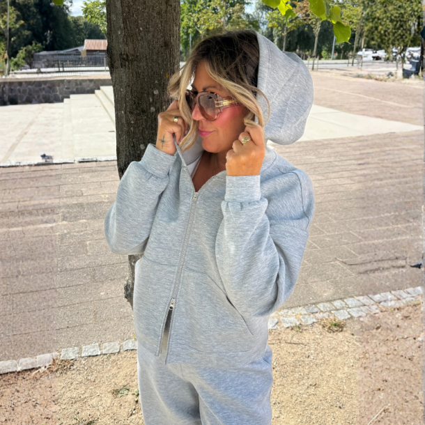 Vero Moda Sofie ls zip hoodie sweat jrs light grey melange - 10351555