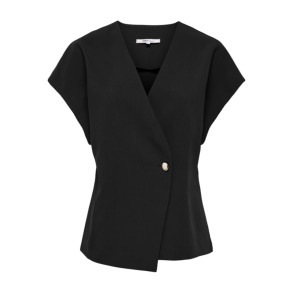 Only Yasmine s/s asymmetric shirt black - 15386694