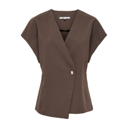 Only Yasmine s/s asymmetric shirt chocolate torte - 15386694