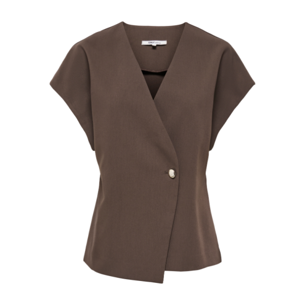 Only Yasmine s/s asymmetric shirt chocolate torte - 15386694