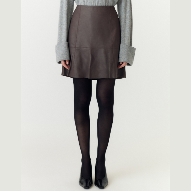 Yas Colly mw naplon leather skirt chocolate brown - 26022686