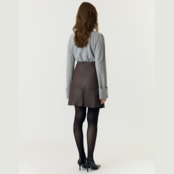 Yas Colly mw naplon leather skirt chocolate brown - 26022686