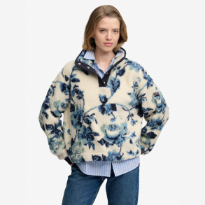 Superdry Super soft printed teddy fleece blue peonies - w2012348A 