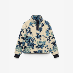 Superdry Super soft printed teddy fleece blue peonies - w2012348A 