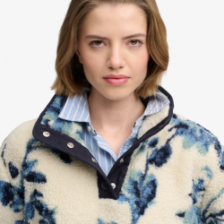 Superdry Super soft printed teddy fleece blue peonies - w2012348A 