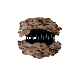 Black Colour Villa mega flower hair claw nougat w. dots - 6027