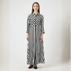 Yas Savanna long short dress black/white stribes - 26022663