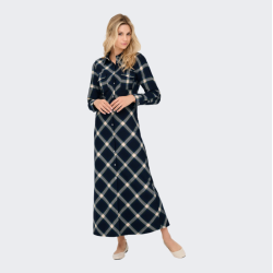  Only Wren check l/s long shirt dress night sky - 15368633