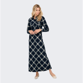  Only Wren check l/s long shirt dress night sky - 15368633