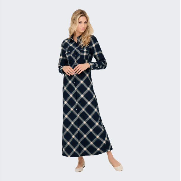  Only Wren check l/s long shirt dress night sky - 15368633