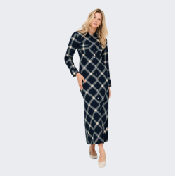  Only Wren check l/s long shirt dress night sky - 15368633