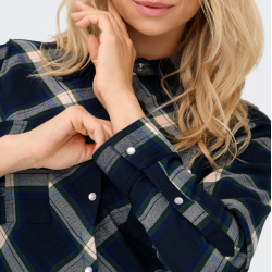  Only Wren check l/s long shirt dress night sky - 15368633