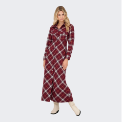  Only Wren check l/s long shirt dress syrah (r�d) - 15368633