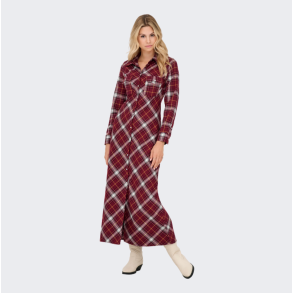  Only Wren check l/s long shirt dress syrah (r�d) - 15368633