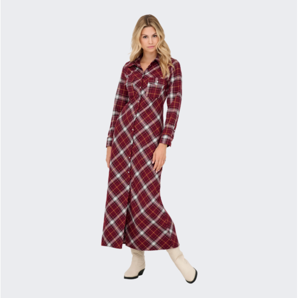  Only Wren check l/s long shirt dress syrah (r�d) - 15368633
