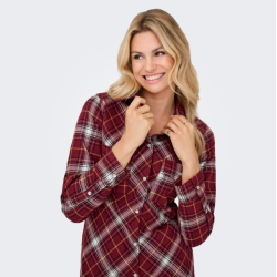 Only Wren check l/s long shirt dress syrah (r�d) - 15368633