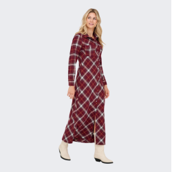  Only Wren check l/s long shirt dress syrah (r�d) - 15368633