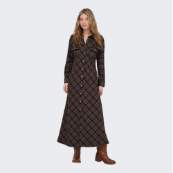 Only Wren check l/s long shirt dress black (m�rkebrun) - 15368633