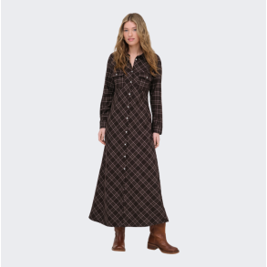 Only Wren check l/s long shirt dress black (m�rkebrun) - 15368633