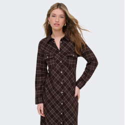 Only Wren check l/s long shirt dress black (m�rkebrun) - 15368633