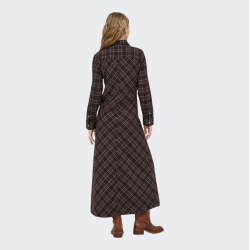 Only Wren check l/s long shirt dress black (m�rkebrun) - 15368633