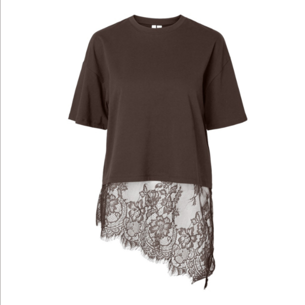 Pieces Mave lace t-shirt hot fudge - 17169693