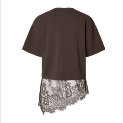 Pieces Mave lace t-shirt hot fudge - 17169693