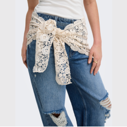 Only Carrie crochet jeans medium blue - 15382063