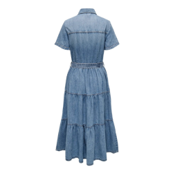 Only Aliyah s/s layer dnm dress medium blue denim - 15326075