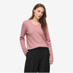 Vila ril nostalgia rose melange strik v-hals - 14042769