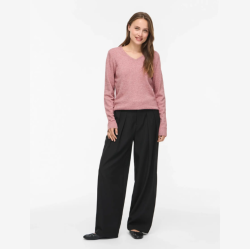 Vila ril nostalgia rose melange strik v-hals - 14042769