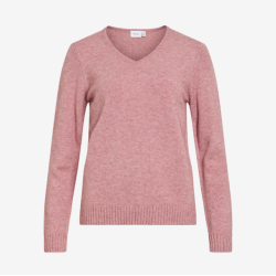 Vila ril nostalgia rose melange strik v-hals - 14042769