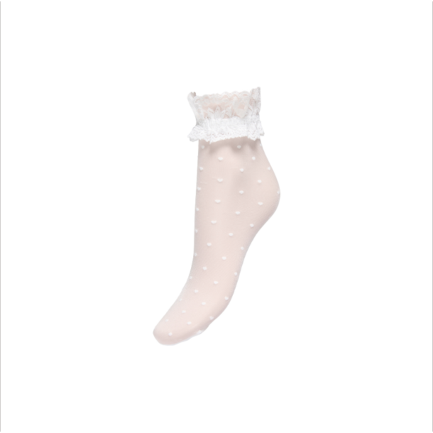 Only Sonia sheer lace socks cloud dancer -15383489